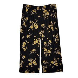 TORRID‎ High Waist Wide Leg Stretch Knit Pants 4 Sz 4X Black Floral Palazzo Boho